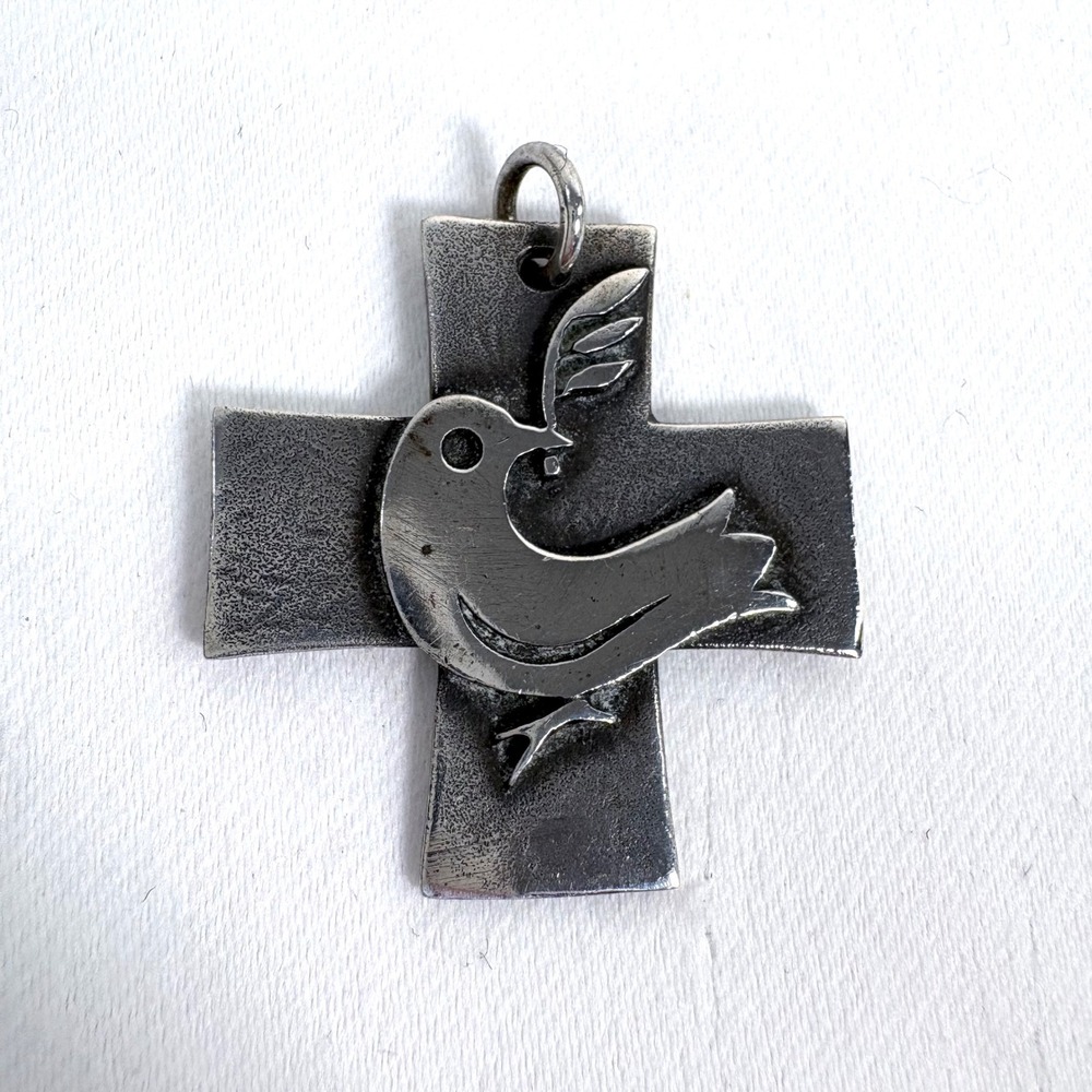 James Avery Pendant Silver Dove Cross Olive Branch Sterling Retired Rare